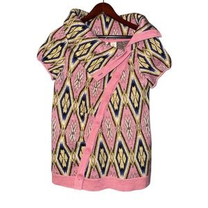 Moth Anthropologie Cowl Neck Sweater Womens XS Pink Button Feminine Wool Cozy